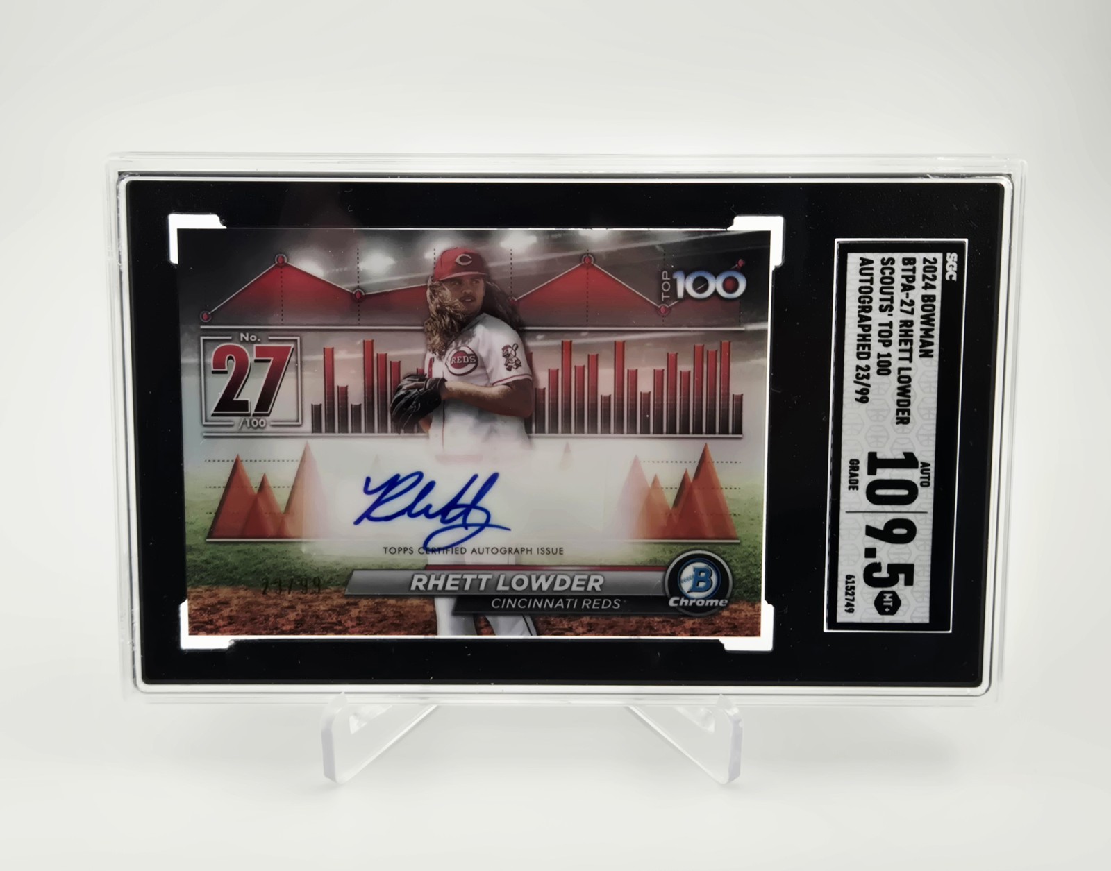 2024 Bowman Rhett Lowder Scouts' Top 100 Autograph #23/99 Reds SGC 9.5