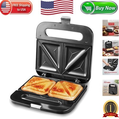 Versatile Non-Stick Sandwich Maker - Toasts 2 Slices with Cool-Touch Handle