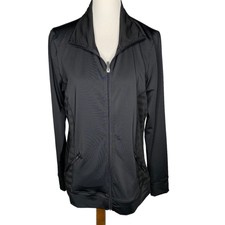 H2 Hannah Front Zip Jacket Size Xl Black Zip Pockets Breathable Mesh Sides