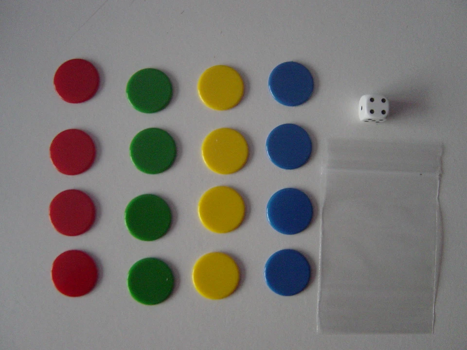 5 Packs of Counters and Dice, Tiddlywinks, total 80 (22mm) counters & 5 dice - Image 2 of 3