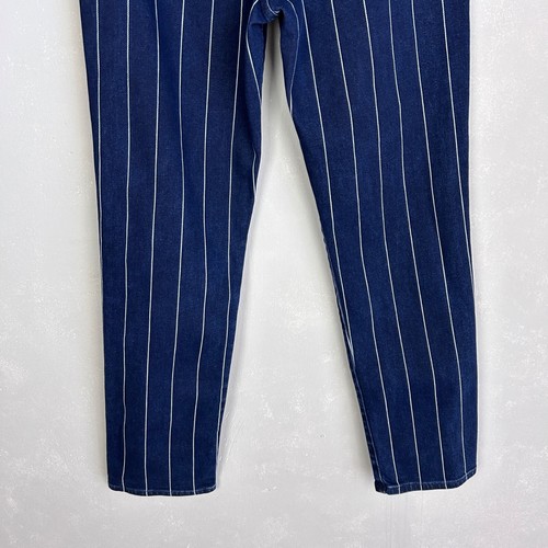 Jeans Finn Etica taglia 31 12 vita alta gamba dritta blu lavaggio scuro a righe - Foto 8 di 13