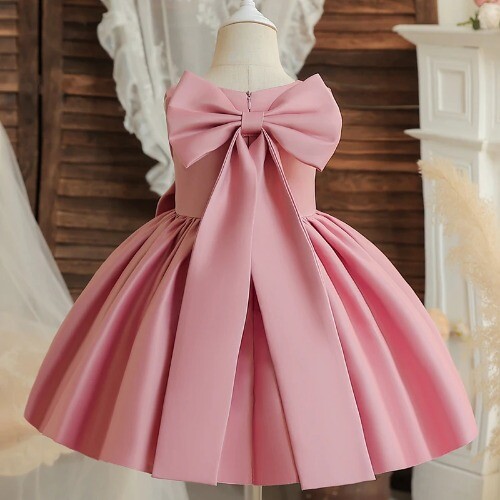 Sweet Big Bow Baby Girls Red Christmas Dress Kids Formal Gala Costume Gown - Picture 8 of 18