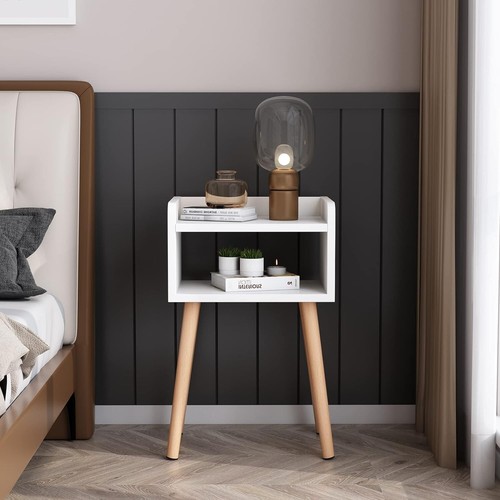 Elegant Mid-Century Modern Nightstand - Adorable End Table with Spacious Storage - Picture 7 of 8