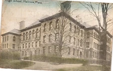 1919 High School Melrose Massachusetts MA Posted Postcard Divided