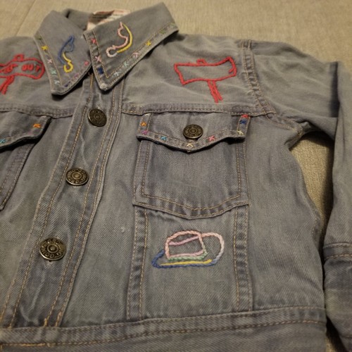 Just Mine Denim Jacket Girls Size 6 Slim Cowgirl Western Boots Horse Cactus - Picture 4 of 9
