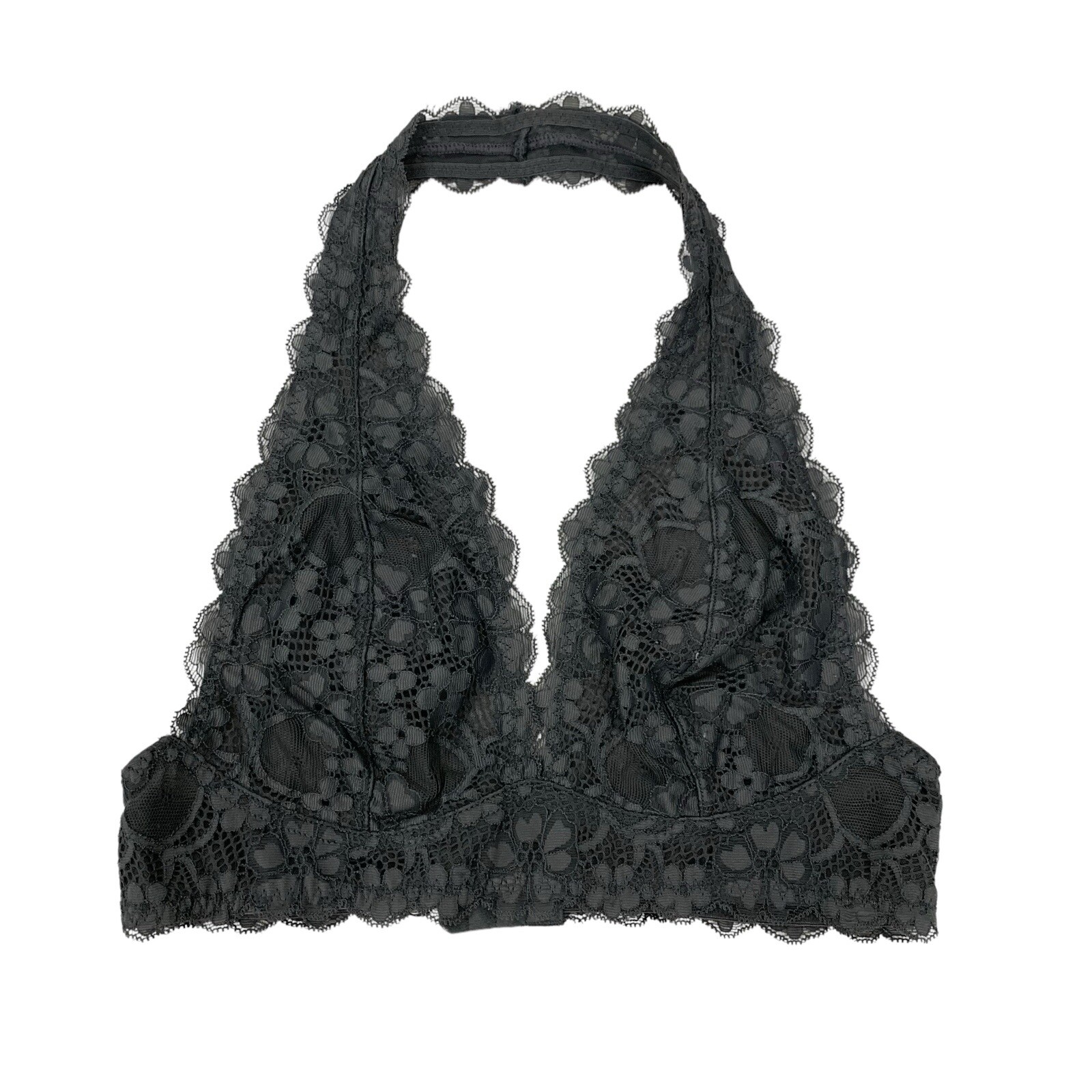 Womens Bralette Medium Gray Lace Halter Boho Romantic Festival Intimates-image