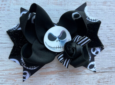 5.5  Nightmare Before Christmas Hair Bow , Halloween Hair Bow