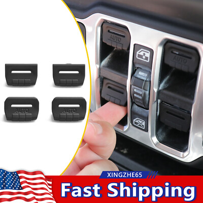 For Jeep Wrangler JL 2018+ 4Door 4PCS Black Window Control Switch Button Cover