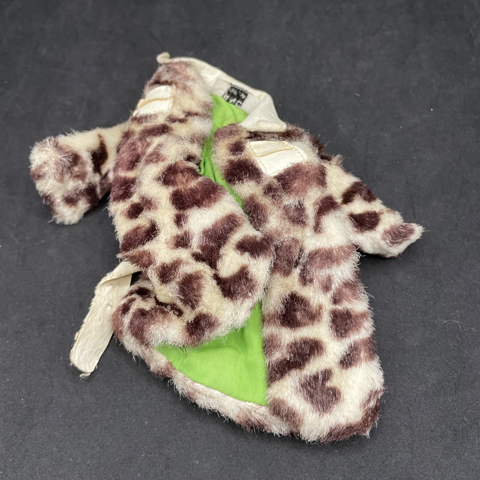 Cappotto pony vintage Francie Barbie stampa leopardata #1240 giacca fodera verde