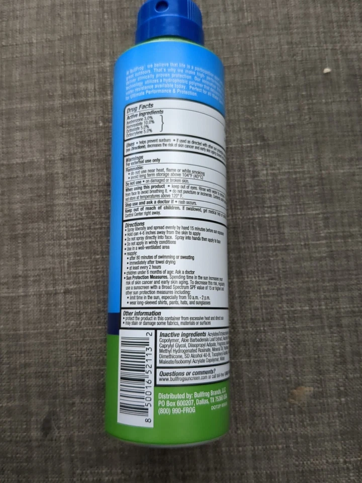 Protector solar Bull Frog Spf 50 Quik Spray 6 oz Foto 2 de 2