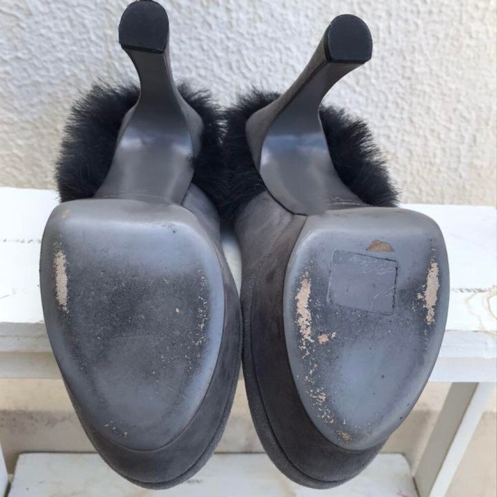 Scarpe decolte Saint Laurent YSL usate tacco grigio scamosciato tacchi alti EU37 5 US7 5 Giappone F S