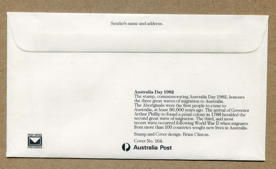 AUSTRALIA DAY, The Immigrants 1982, 1, 20 FDC - Image 2 of 2