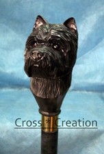 Carved Terrier Dog Head Handle Style Wooden Walking Stick Cane Cairn gift DESIGN