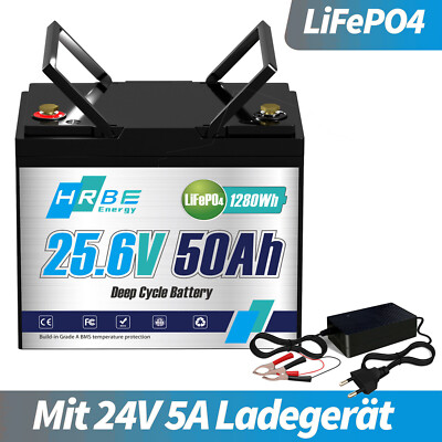 24V 50AH Lithium Batterie LiFePO4 Akku 50A BMS Solarbatterie Solaranlage Boot RV