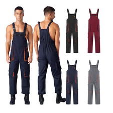 Men's Adjust Straps Pockets Bib Relaxed Fit Wear Resistant Dungarees Jumpsuit