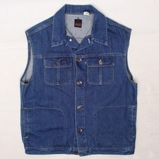 VTG Levi Strauss Co Movin' On Denim Vest Levis Blue Label Jean Trucker Jacket