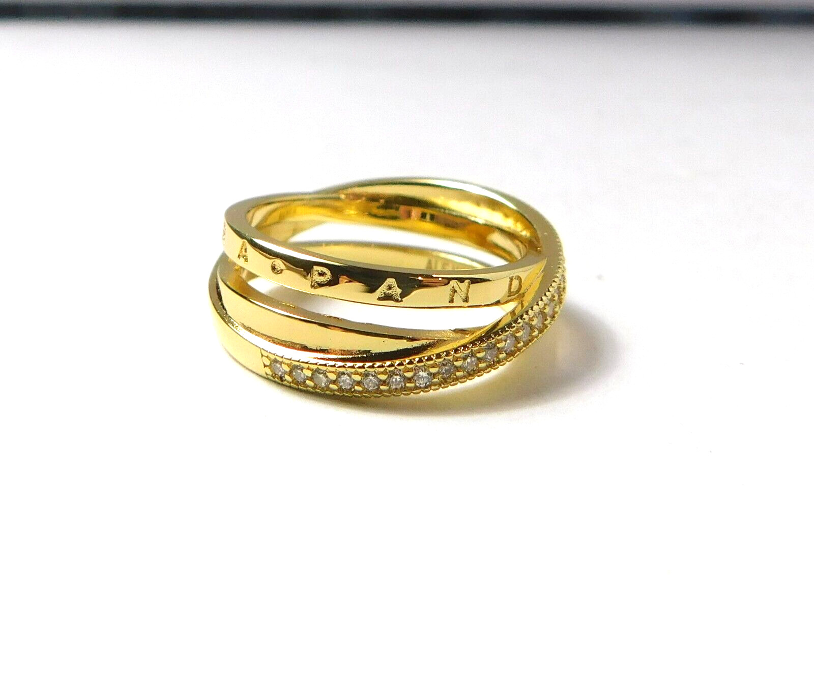 Authentic Pandora Ring, Crossover Pave Triple Ban… - image 2