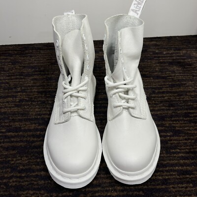 Doc Martens Boots Triple White Smooth Leather Combat Dr 8-eyelets