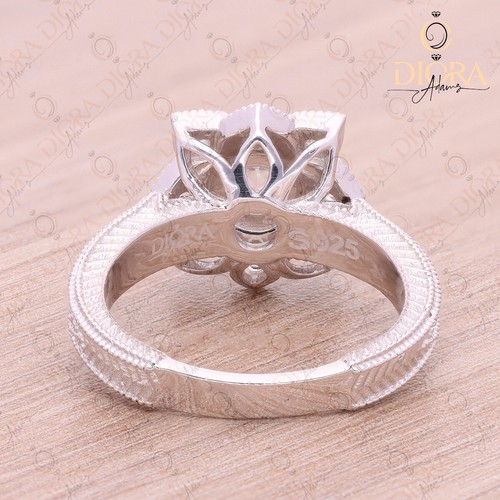 Silber 925 Lotus Ehering - Simulierter Stein - Vorschlagsring - Geschenk für Sie - Bild 6 von 6