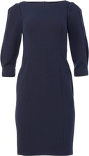 NWT $138 SIZE 4 NAVY  Eliza J  3/4 Sleeve Sheath Dress BLUE SCUBA CREPE