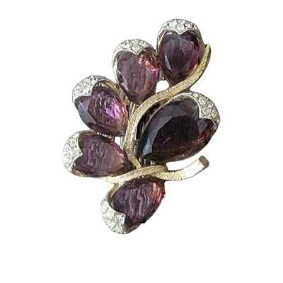 ART Arthur Pepper Jewel Tone Purple Signed Vintage Gold Tone