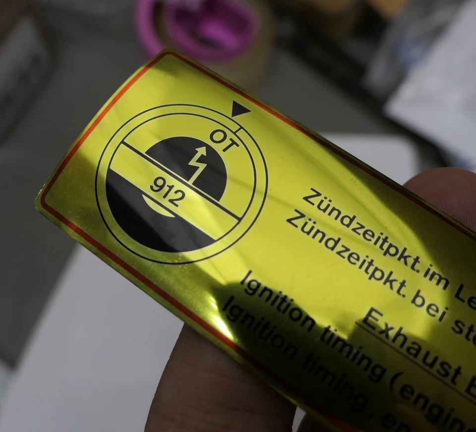 Новая из старых запасов 1965-68 Porsche 912 наклейка на синхронизацию зажигания - подлинная не репродукция - Изображение 4 из 4