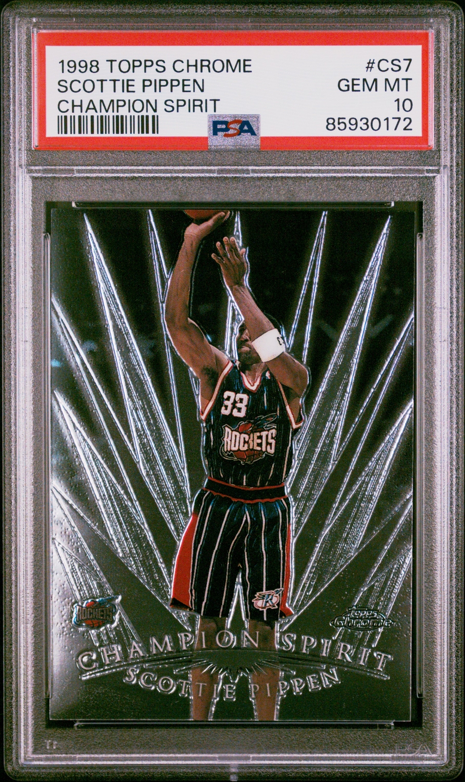 1998 TOPPS CHROME CHAMPION SPIRIT #CS7 SCOTTIE PIPPEN HOF PSA 10 K3892946-172