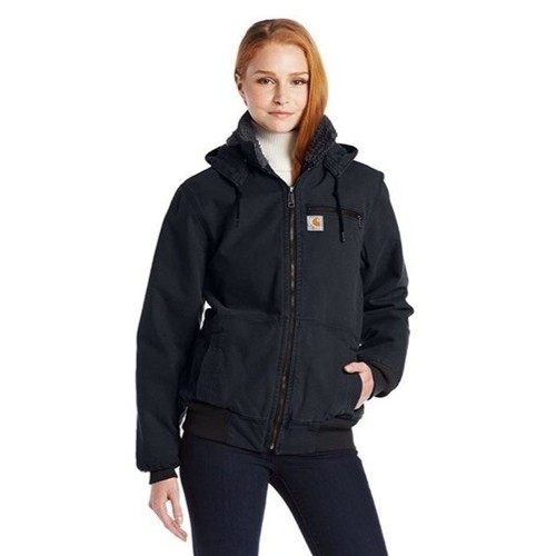 Carhartt Weathered Wildwood Jacket Black Size XL Hooded Sherpa Lined - Picture 18 of 18