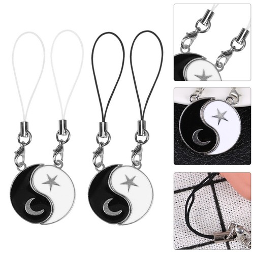 2 Pairs Bijoux De Chaîne Téléphonie Mobile Les Amoureux Charmes Téléphone Perlé - Photo 8/12