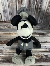 Disney Store Plush Beanie Bean Bag - Steamboat Willie - Black Gray White