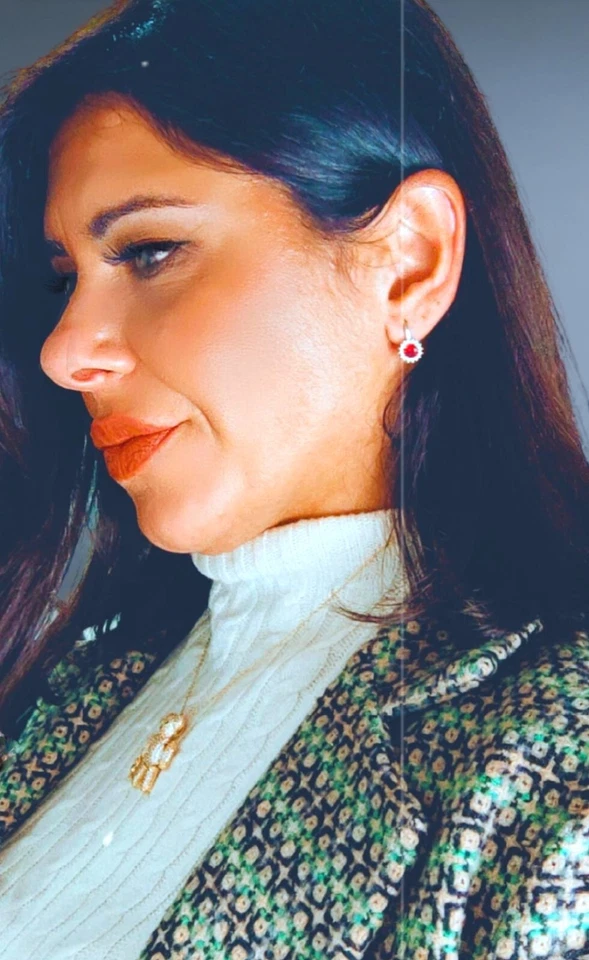 Orecchini  argento Kate rossi con Rubino sintetico rodiato Oro Bianco - Immagine 4 di 4