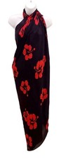 Hawaii Sarong Pareo Luau Cruise Wrap Dress Hibiscus on Black