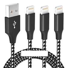 3 Pack 10 FT Nylon Charger Fast Charging Cord Cable Compatible With iphone