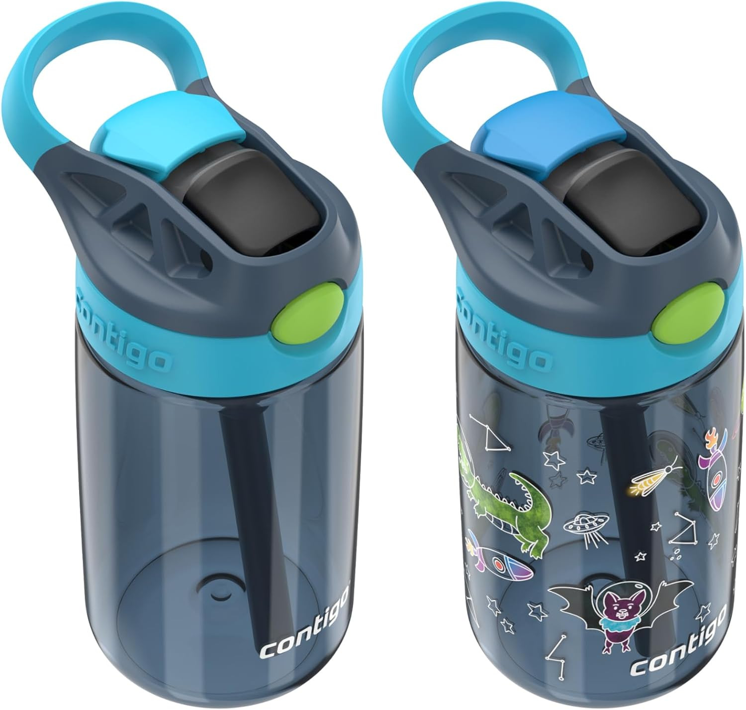Autospout Water Bottle, 14Oz, Pack of Two, Blueberry/Blue Raspberry & Blueber...
