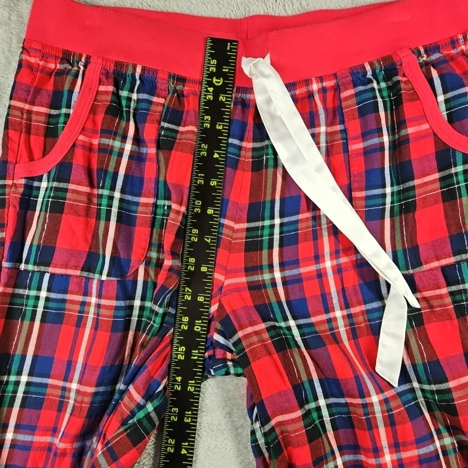 Pantalones de salón Victoria Secret rojo verde azul blanco a cuadros roscado metálico talla M Foto 4 de 4