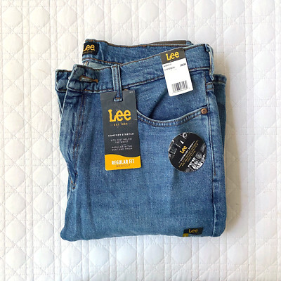 New Lee Comfort Stretch Regular Fit Boot Cut Denim Blue Jeans 34x34 NWT