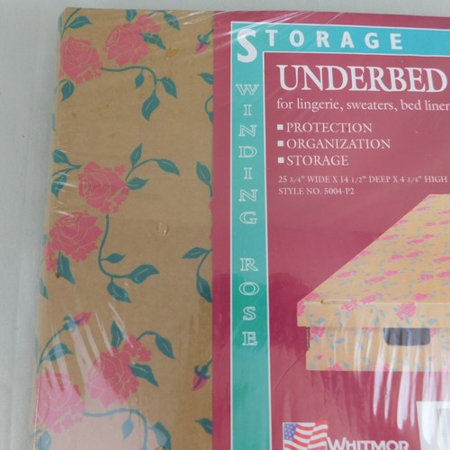 Vintage 80s Cardboard Wood & Floral Print Underbed Storage Chest Boxes 2pc #C633 - Picture 18 of 19