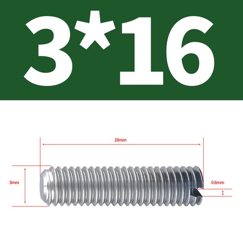 A2 Edelstahl Längsschlitz Gewindestifte mit Flachkopf M2 M2.5 M3 M4 M5 M6 M8 M10 - Picture 31 of 72