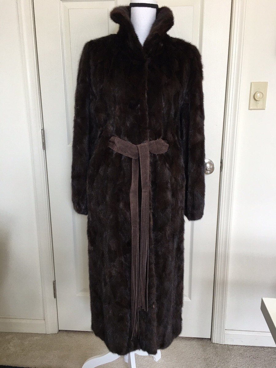 Dark Brown Mink Fur Coat Full Lenght “Diane Furs” Fits Sizes S /M