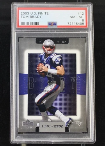 2003 Upper Deck Finite #12 Tom Brady 1191/2350 PSA 8