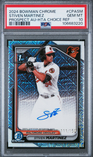 2024 Bowman Chrome 1st Auto #CPA-SM Stiven Martinez Choice Refractor /150 PSA 10