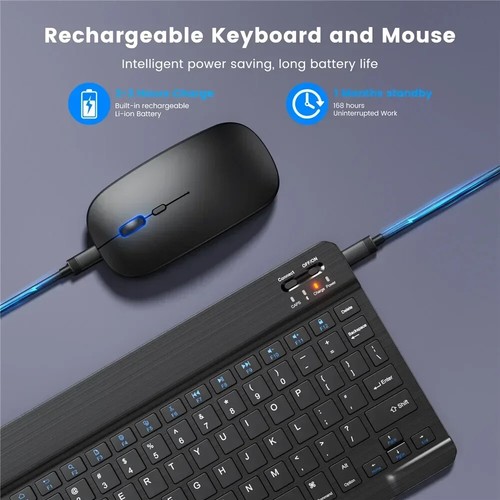 Mini Bluetooth Wireless Keyboard and Mouse Set 10 In Rechargeable English Keypad - Picture 4 of 33