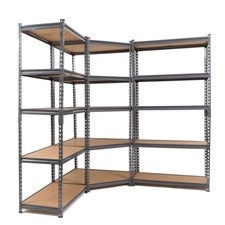 Super Value Grey Steel Corner Shelving Unit With 2 Storage Racks 1500mm H 