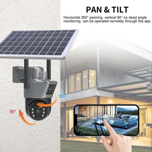 Wireless 4G 4K 6MP Dual Lens Solar Security Camera 10X Zoom PTZ CCTV Outdoor - Picture 10 of 12