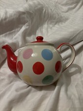 Whittard Of Chelsea Large Polka Dot Teapot in Pink Blue Green Red Yellow VGC