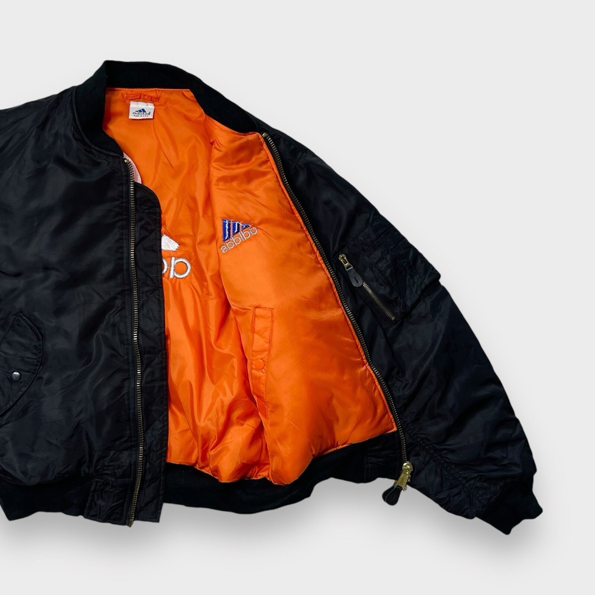 Vtg 90s BL adidas Reversible Logo Bomber Flight Jacket