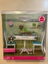 Barbie Doll Table  Chairs Kitchen Playset Dog Home Furniture for OOAK Diorama