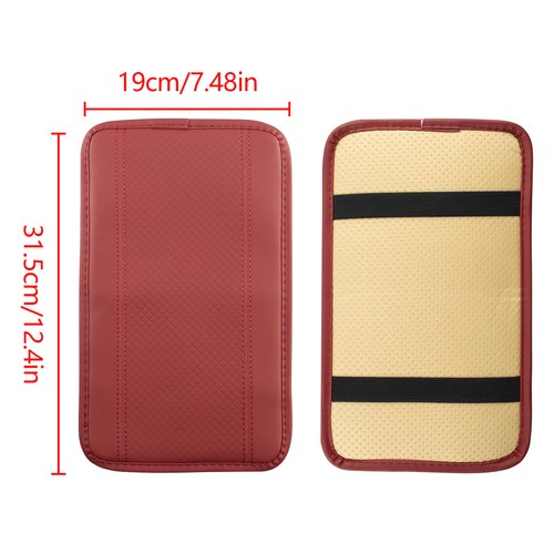 Car Accessories Red Armrest Pad Cover Center Console Box PU Leather Cushion Mats - Foto 2 di 8