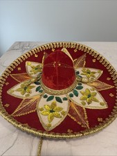 Vintage Mexican Sombrero Pigalle XXXXX Red  Gold 23"