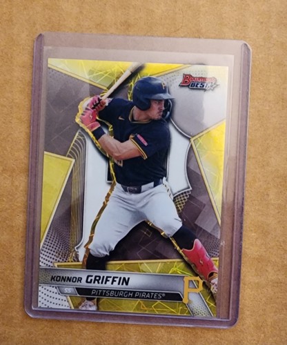 Topps 2025 Bowman's Best Konnor Griffin Pirates Yellow Lazer Refractor TP-27/75 - Picture 1 of 2